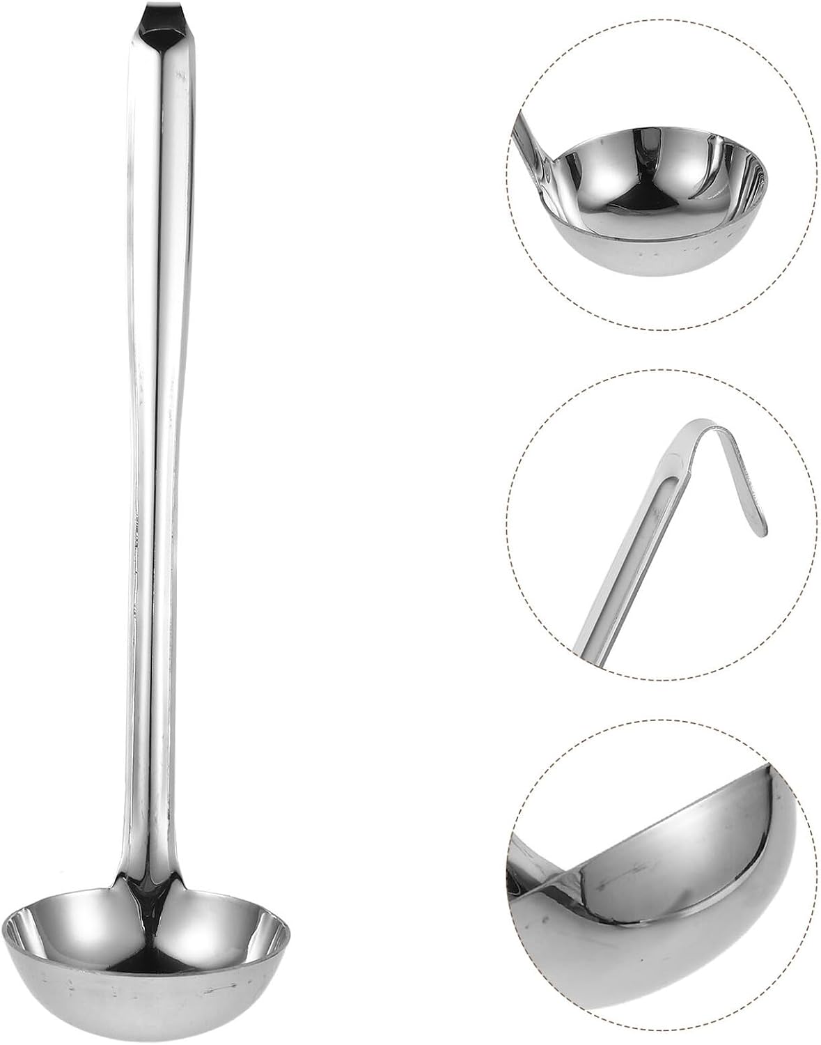 Stainless Steel 50ml Hook Soup Ladle with Long Handle for Serving
