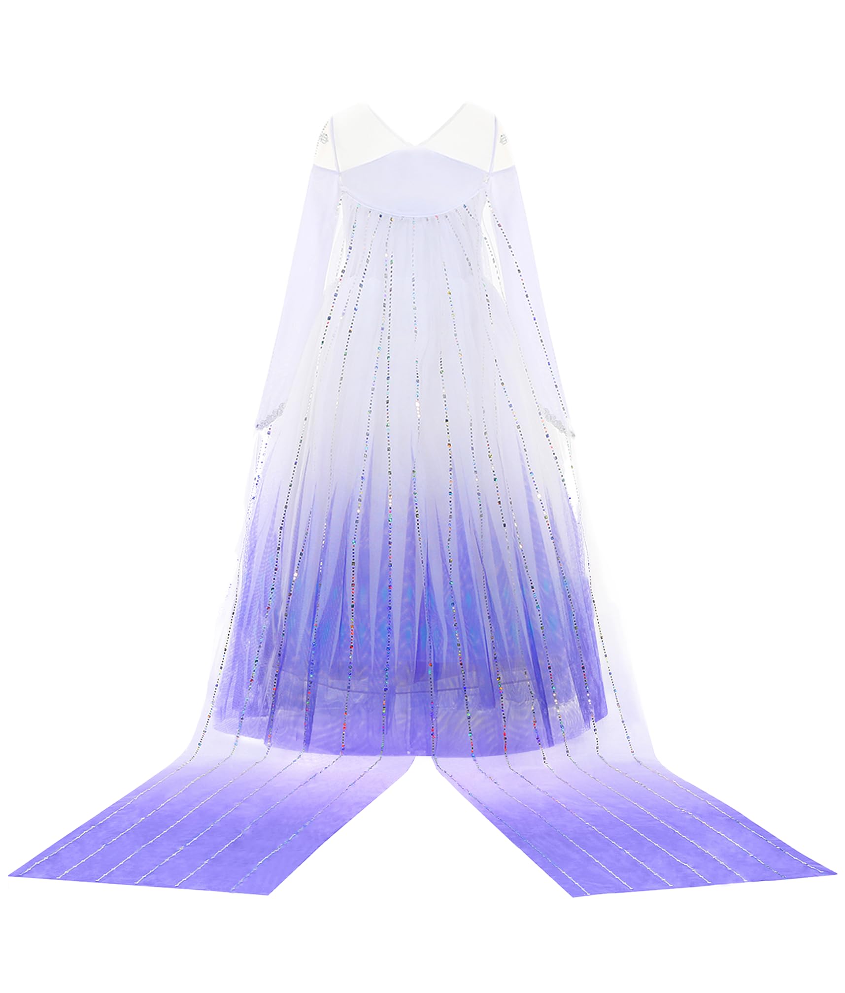 Aoiviss Vestido de Princesa de Lentejuelas para Niñas Disfraz de Princesa de Manga Larga de Diamante Blanco Fiesta Carnaval