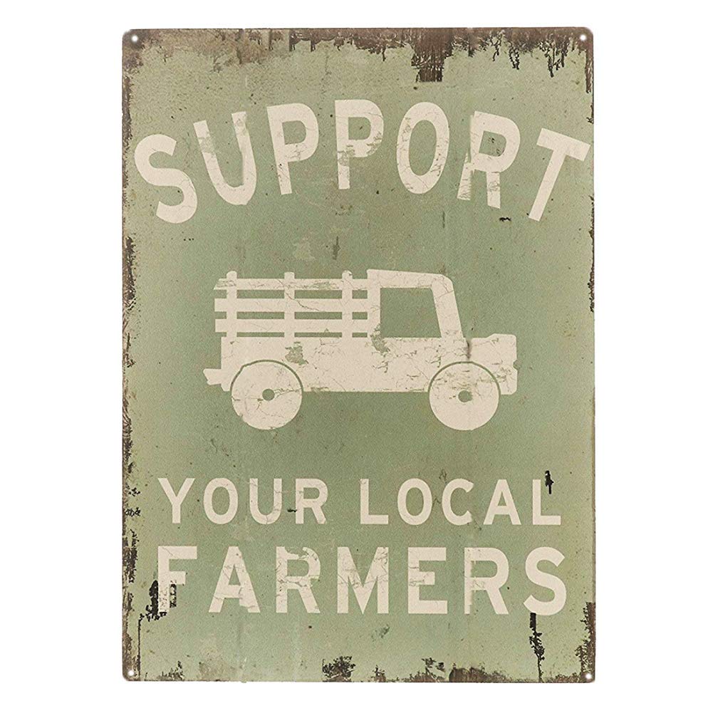 New Tin Sign Metal Sign Support Your Local Farmers Funny Truck Coffee Cups Vintage Bar Poster Style Pub Bar Decor for Outdoor & Indoor 8"x12"
