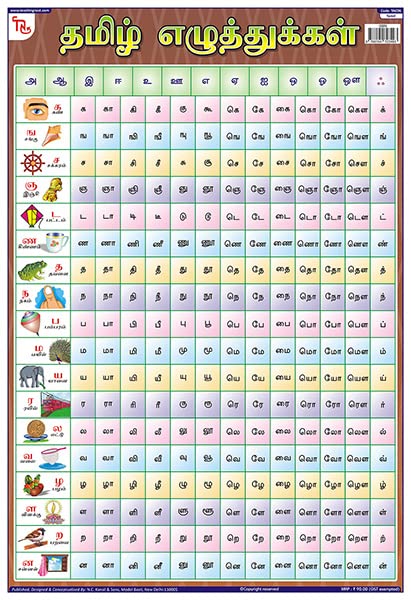 TAC06 | TEACHINGNEST Tamil Barakhari Chart | Laminated 33x48 cm (13x19 inch) | Wall Sticking
