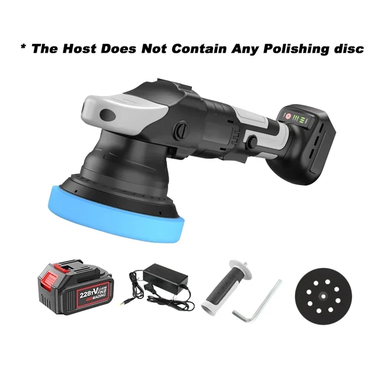 Máquina del pulidor de coche inalámbrico 900W, excéntrico recargable 5 pulgadas sin escobillas, Kit máquina encerado abrillantado for(Package 1)
