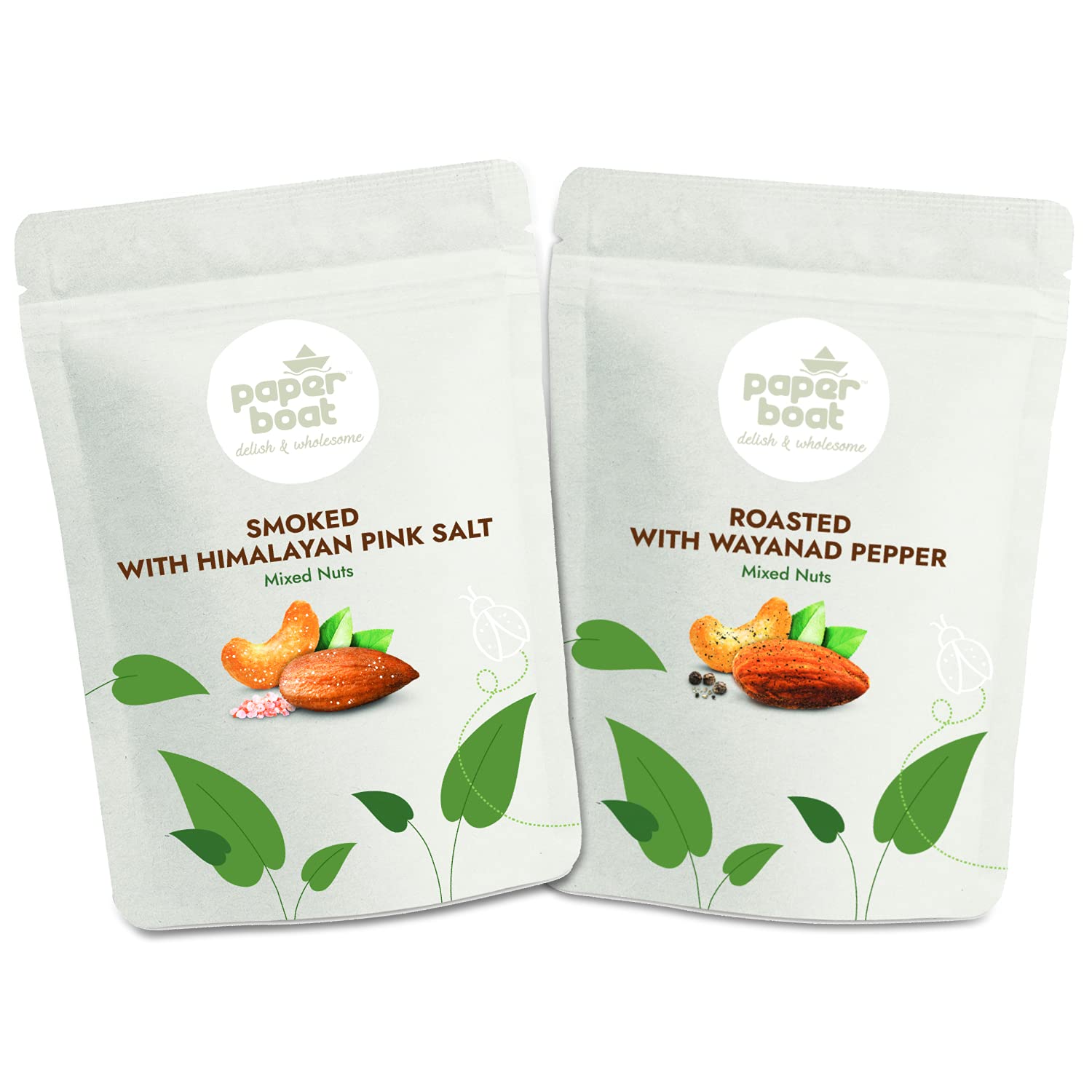 Paper Boat Mixed Nuts (Kaju Badam) Combo I Salt & Pepper Almonds & Cashews I 100g X 2