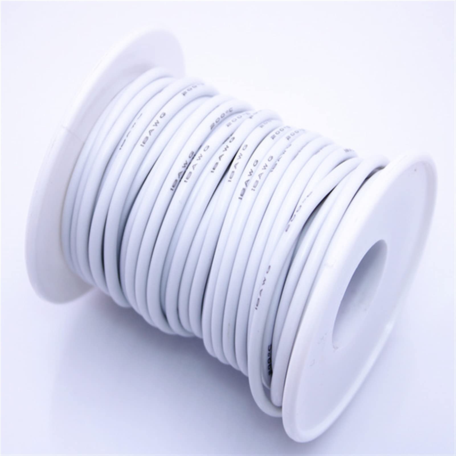 Cavo Elettrico,Cavi Elettrici 10 Metri / 50 Metri Flessibile Cavo in Silicone Resistente alle Alte Temperature 12AWG 13 14 15 16 17 18 20 22 Cavo in Silicone(White,50M_28 AWG)