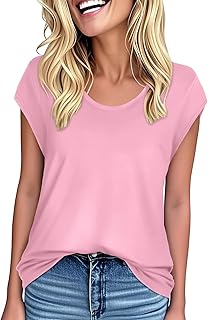Summer Short Sleeve Tops Womens Top Casual Cap Sleeve T Shirts Trendy Going Out Basic Tees