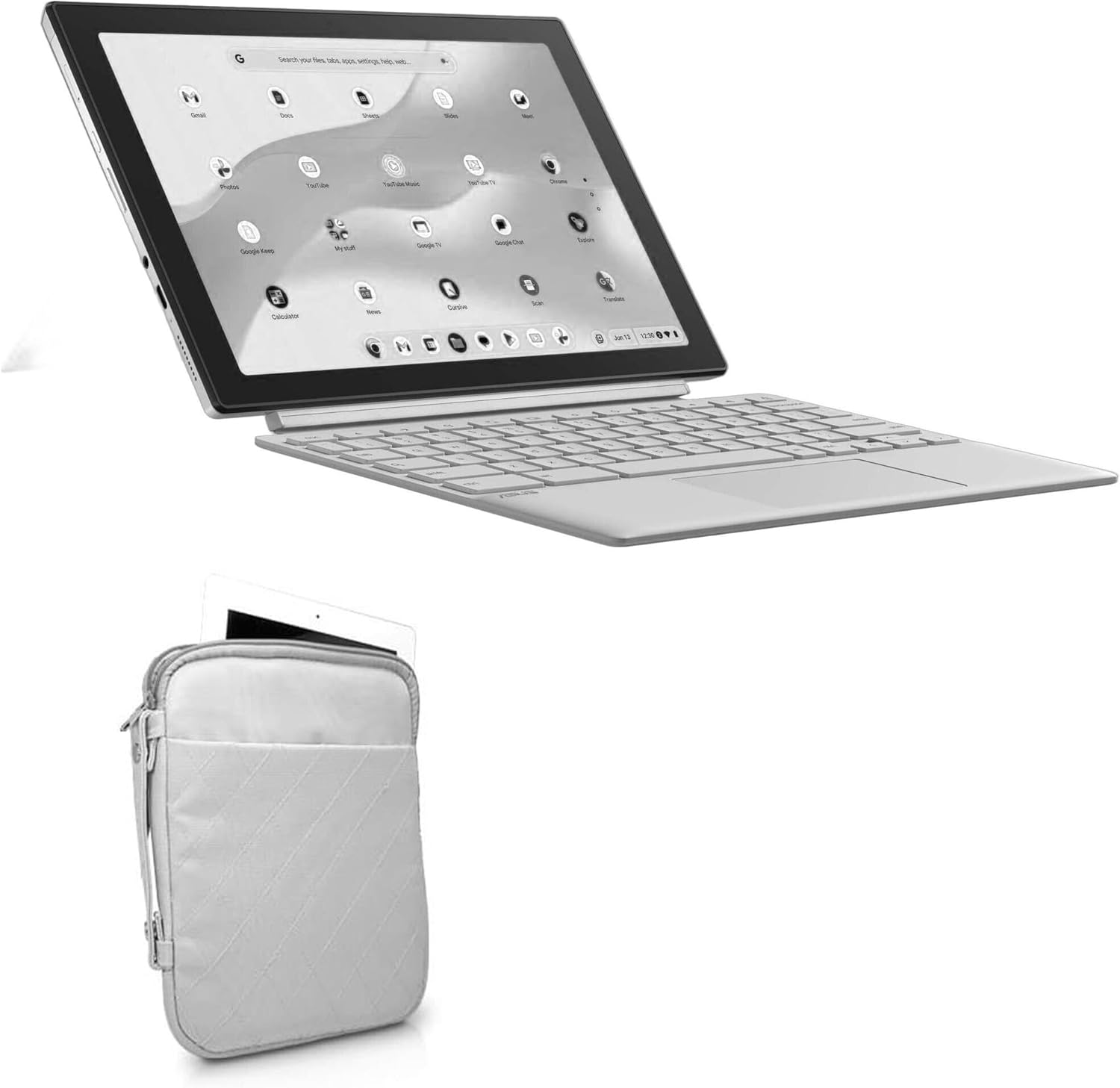 BoxWave Case Compatible with ASUS Chromebook CM30 Detachable (CM3001) (10.5 in) - Quilted Carrying Bag, Soft Synthetic Leather Cover w/Diamond Design - Cool Grey