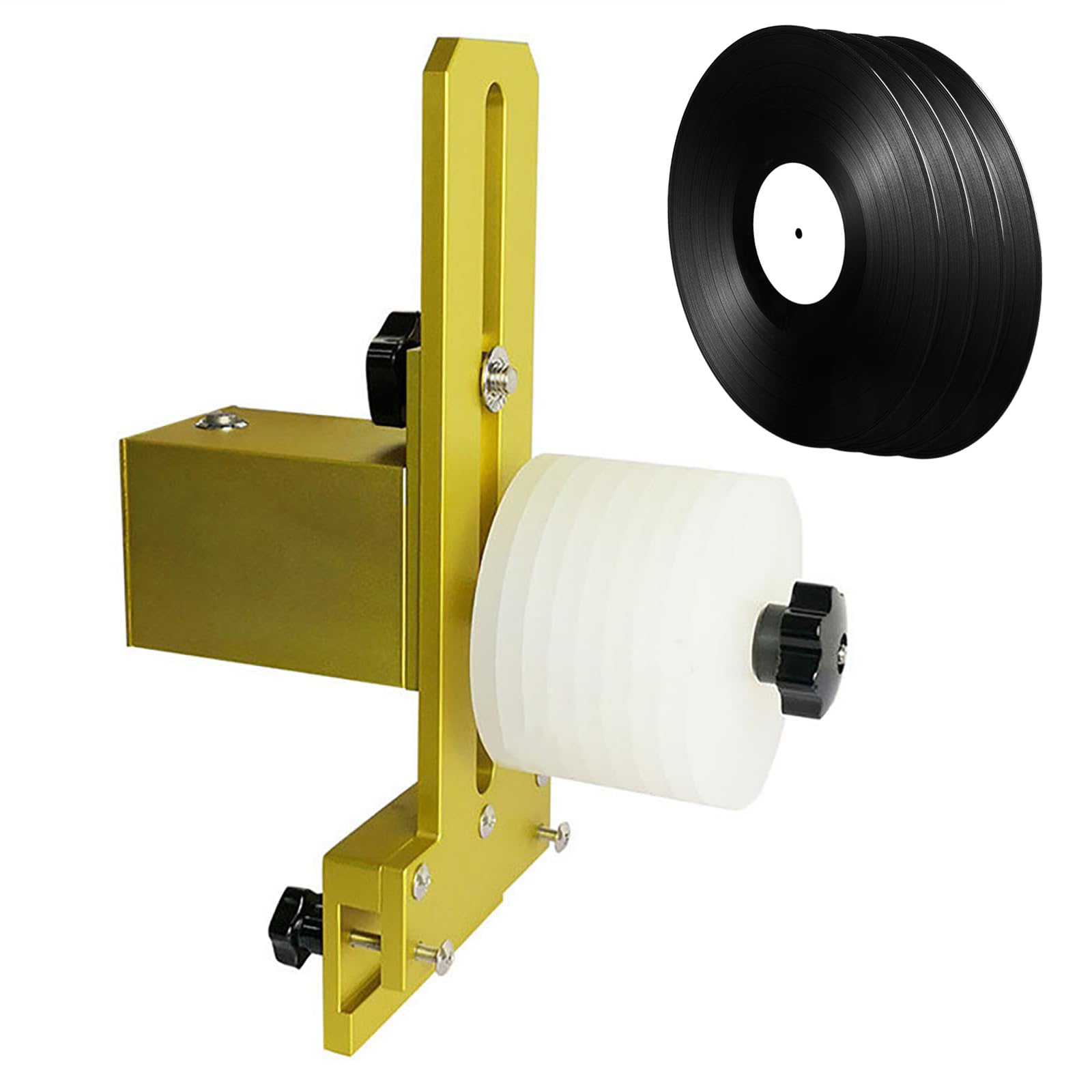 Soportes eléctricos para Limpieza de Discos de Vinilo, 1-5 Discos por Lote, Secado automático descendente, rotación automática eléctrica, para Limpiador ultrasónico de 6 litros (Solo Soporte) Dorado