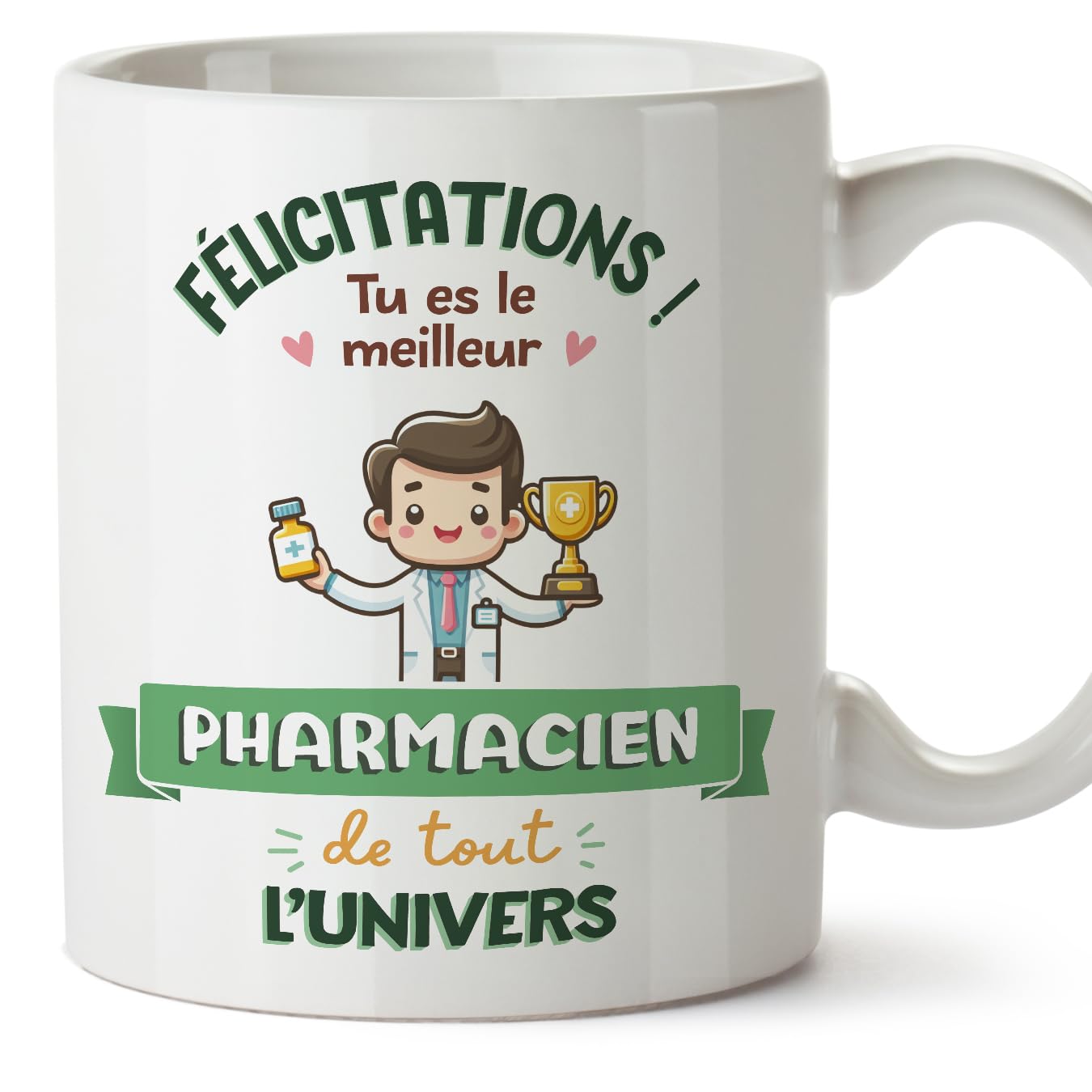 MUGFFINS Pharmacist Man Mug - in French - Meilleur Univers Trophée - Funny Gift for Colleagues - Ceramic 11oz Mug — image 1