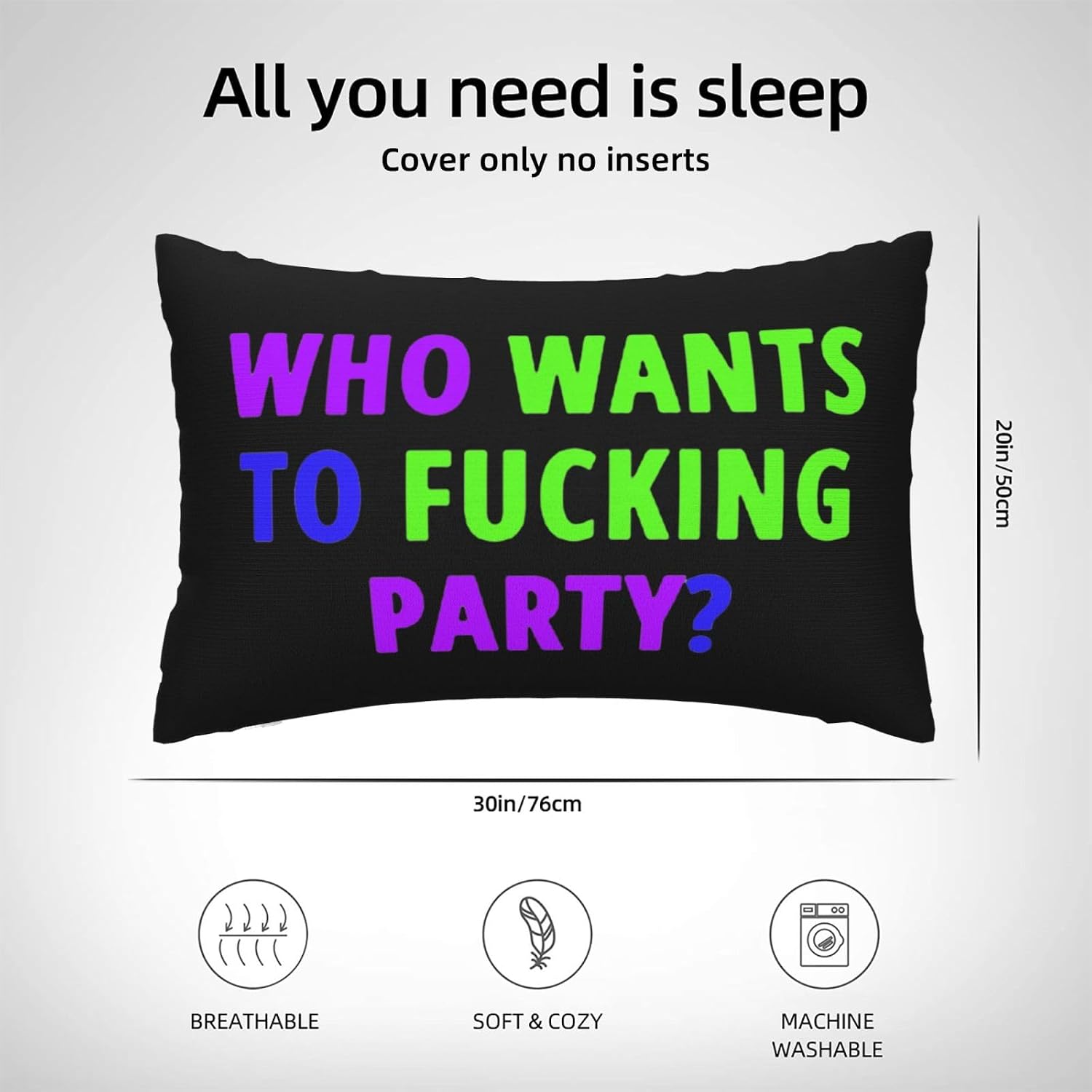 Who Wants to Fucking Party Exclusive Designer 20x30in Pillow Covers Soft Durable Comfortable