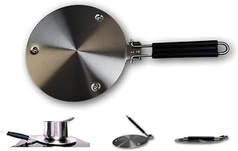 Induction Plate and Converter Disk, 11-Inch, Heat Diffuser for Glass Cooktop - Stainless Steel, Foldable with Hand Silicon Cover, Heat Diffuser for Electric Stove,Easy Storage Foldable