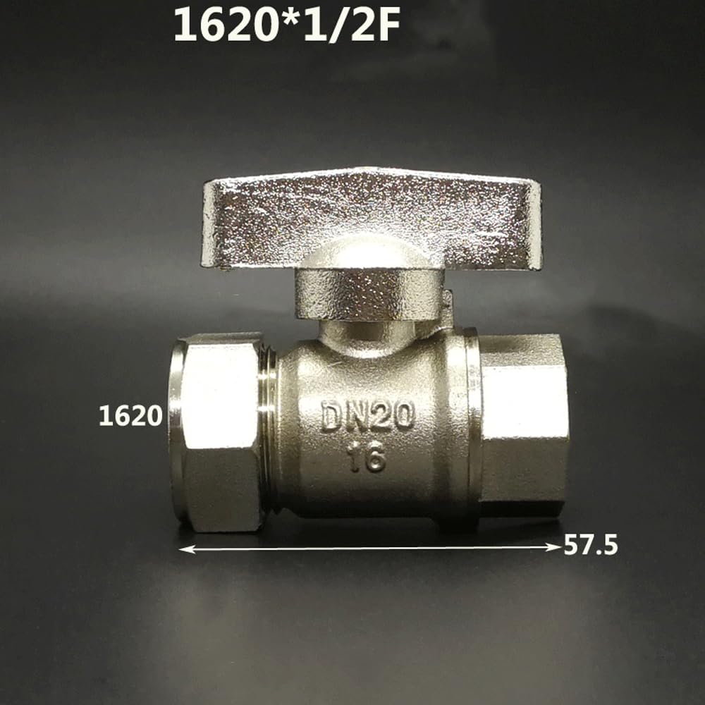 1pc Brass Nickelage DN15 DN20 Male/Female Thread Ball Valve 1216/1418/1620/2025/2632 Pex Pipe Fitting Aluminum Pipe Fittings(DN15 BSPFx1620 Nicke)