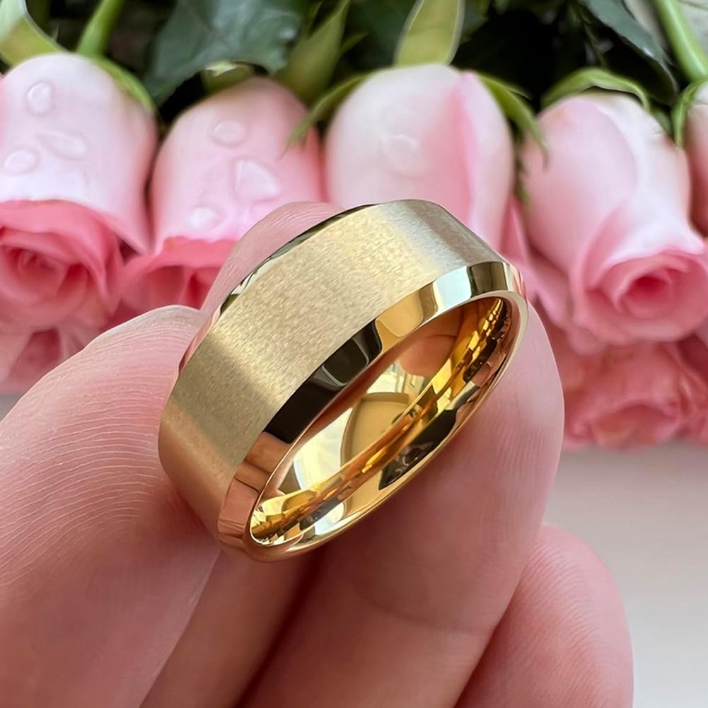TUTISS 6mm 8mm Tungsten Rings for Men Women Fashion Engagement Wedding Bands Matte Finish Beveled Edges Comfort Fit