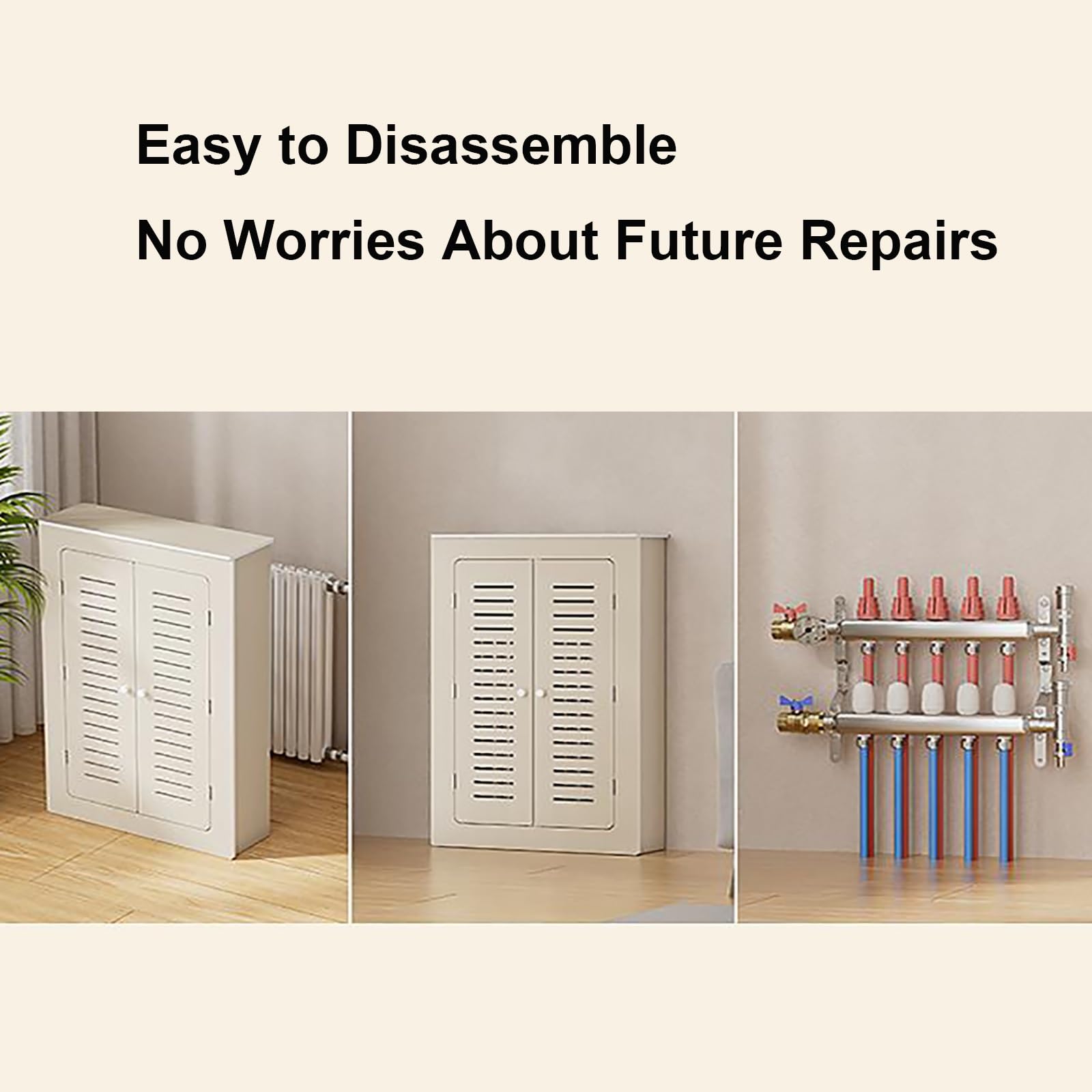 Modern Style Radiator Cover Cabinet for Home, Horizontal Slat Shelves Organizer for Living Room Heating Decorative Hide Cluttered Pipes(100x80x25cm/39x31x10in)