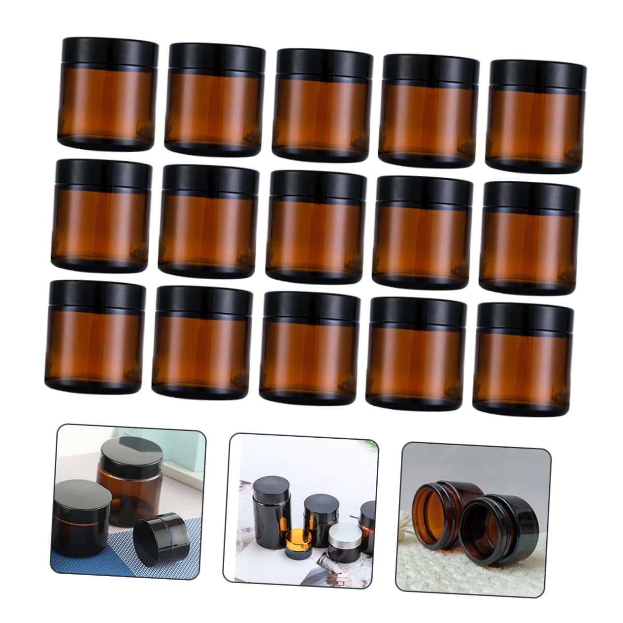 Healvian 15pezzi Flacone Per Crema in Vetro Piccolo Flacone Per Cosmetici Contenitore Vuoto Per Sottoimballaggio Per Viaggi Ricaricabile Di Perdite Per Lozioni e Prodotti