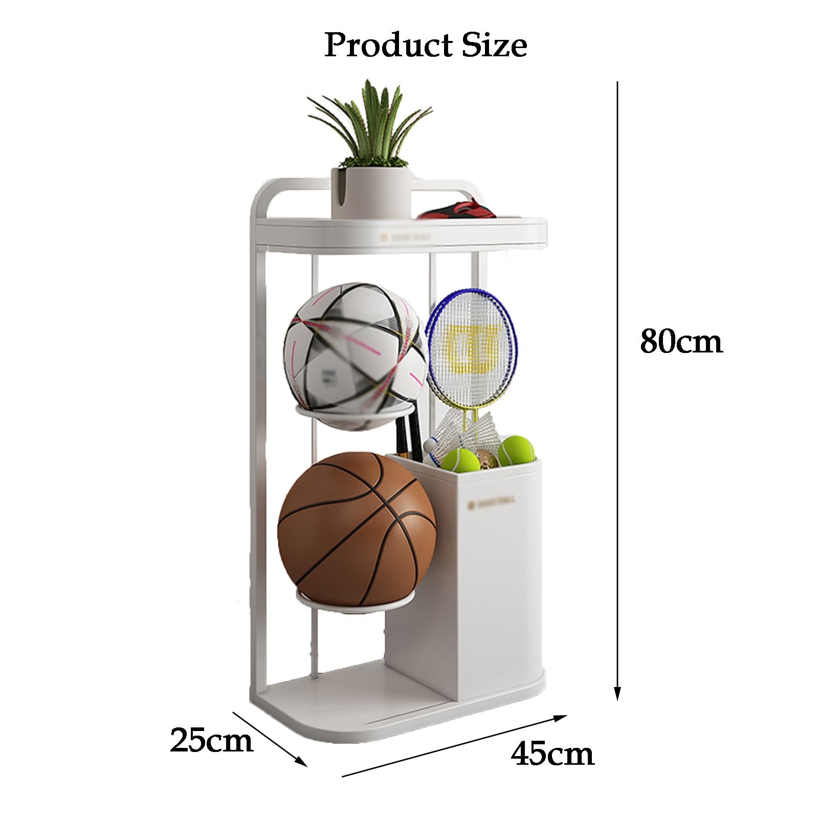 Rastrelliera For Racchette Da Tennis, Espositore For Attrezzature Sportive, Rastrelliera For Racchette E Palline Con Scomparto Superiore, For Racchetta da badminton, racchetta da tennis, basket