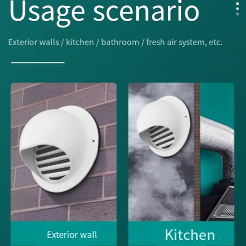 Vasiumic Edelstahl Außenwand-Abluftabdeckung - Wetterfeste Entlüftungshaube Mit Netz