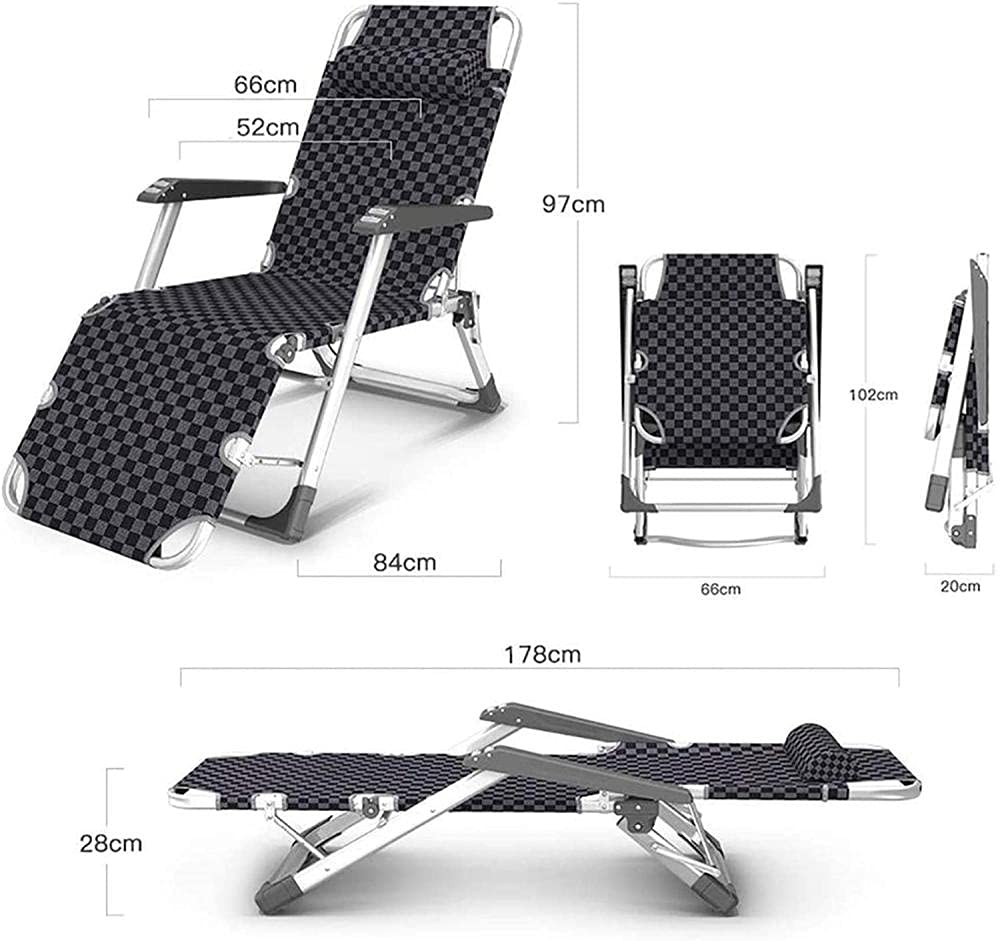 SdneNest Sedia a sdraio imbottita da giardino, pieghevole, estiva, per patio, letto, angolo regolabile, portatile, con cuscino a gravità, colore: grigio (caffè con