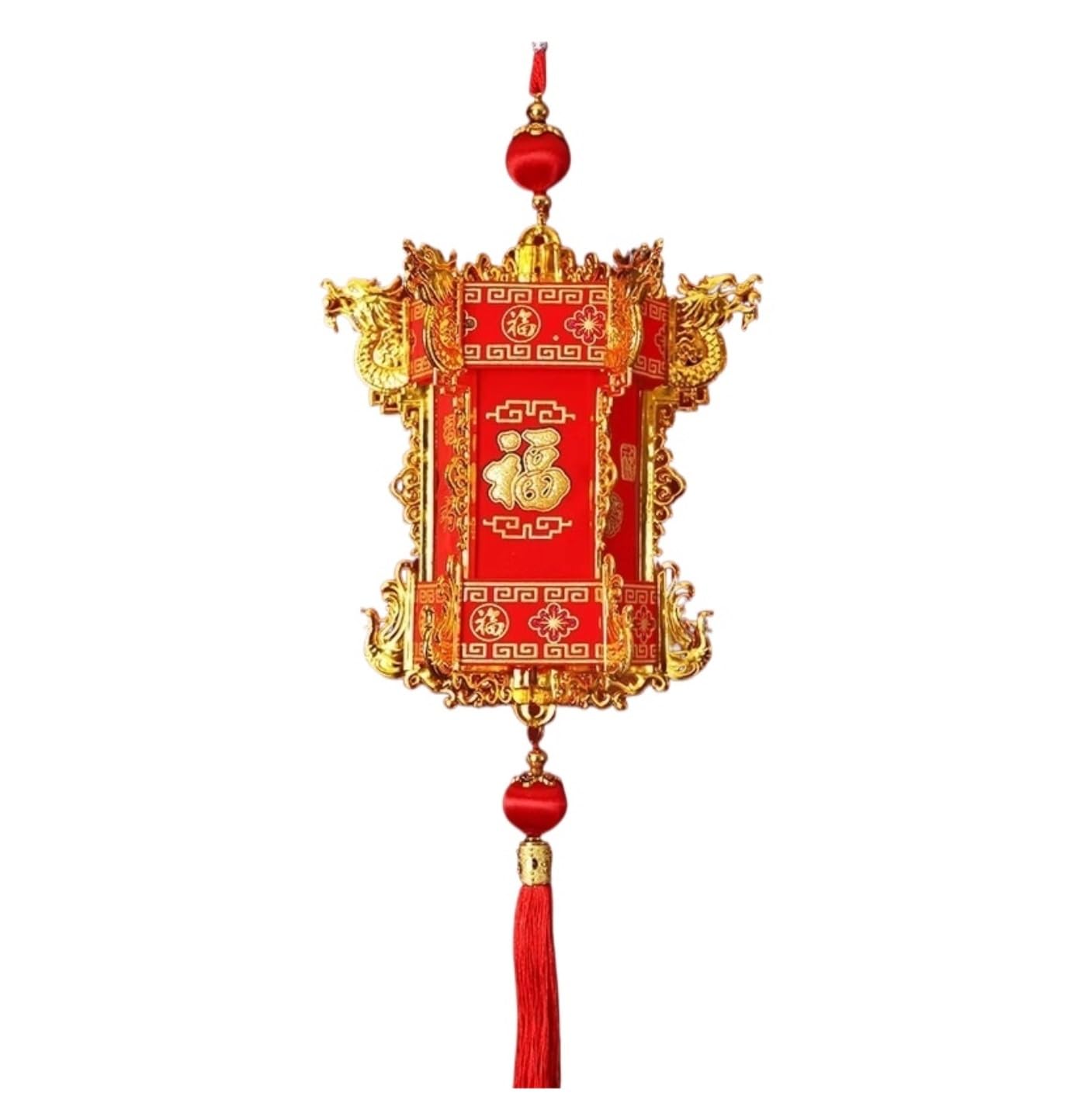 Lanterne Cinesi Giardino Lanterna Cinese Decorazione di Capodanno Ciondolo Orientale Esagonale da Palazzo Lanterne di Carta(18x60cm)