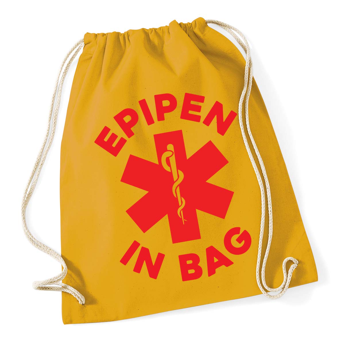 Hippowarehouse Epipen in bag Drawstring Cotton School Gym Bag 37cm x 46cm, 12 litres