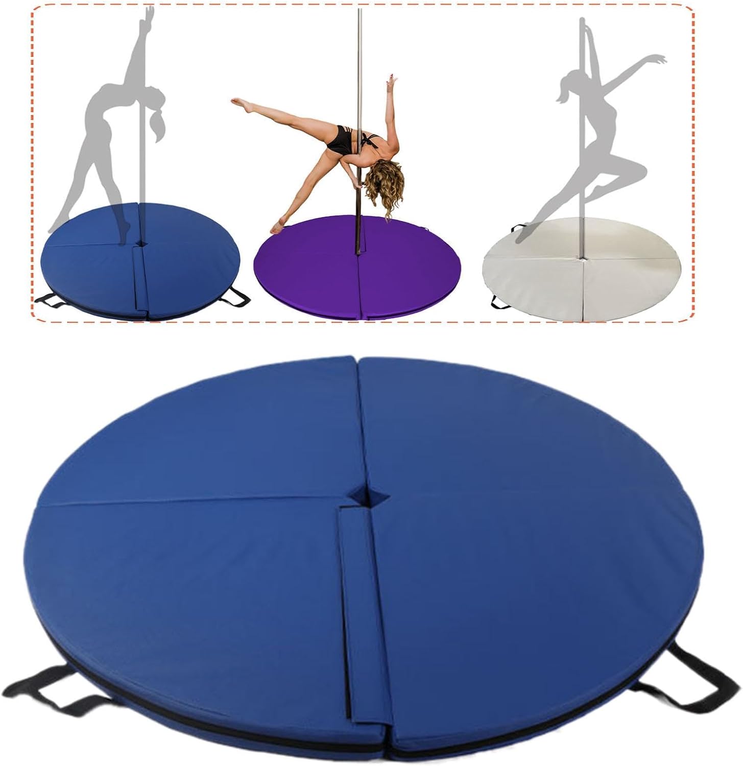 JISADER Folding Pole Dance Mat Dancing Floor Cushion,Versatile Convenient Yoga Pad Equipment for Outdoor Training, blue