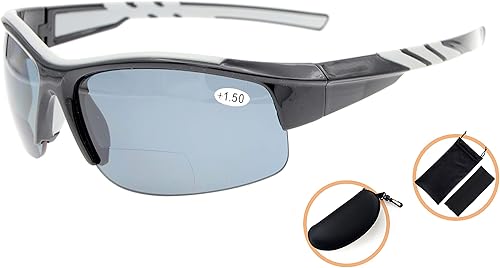 Miniatura 2 de Eyekepper TR90 Sports - Gafas de sol bifocales polarizadas de policarbonato sin montura, Lente negro y gris.