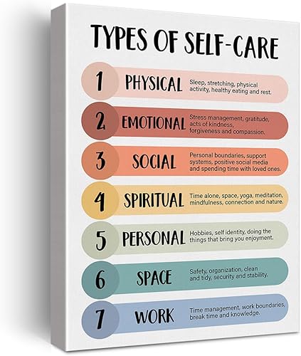 Arte de pared de salud mental, terapia, oficina, autocuidado, póster enmarcado para alivio de la ansiedad, pintura, decoración de pared y mesa, 12 x