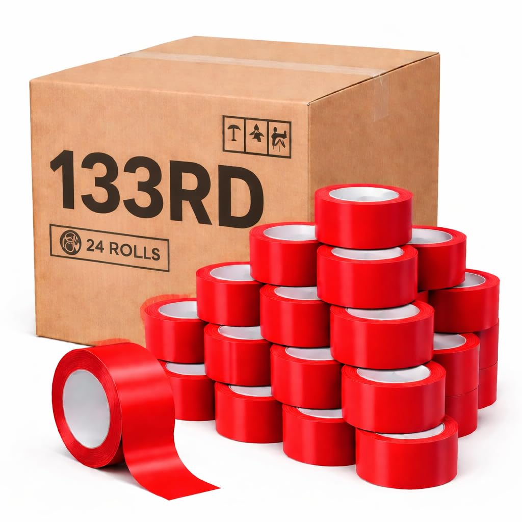Scapa Red Polyethylene Tape 7.5mil Serrated Edge Perforated Polyflex Tape – High Visibility Industrial Surface Protection Tape, Easy Tear, Durable PE Film - 48mm x 55m (2" x 180') - Case of 24 Rolls