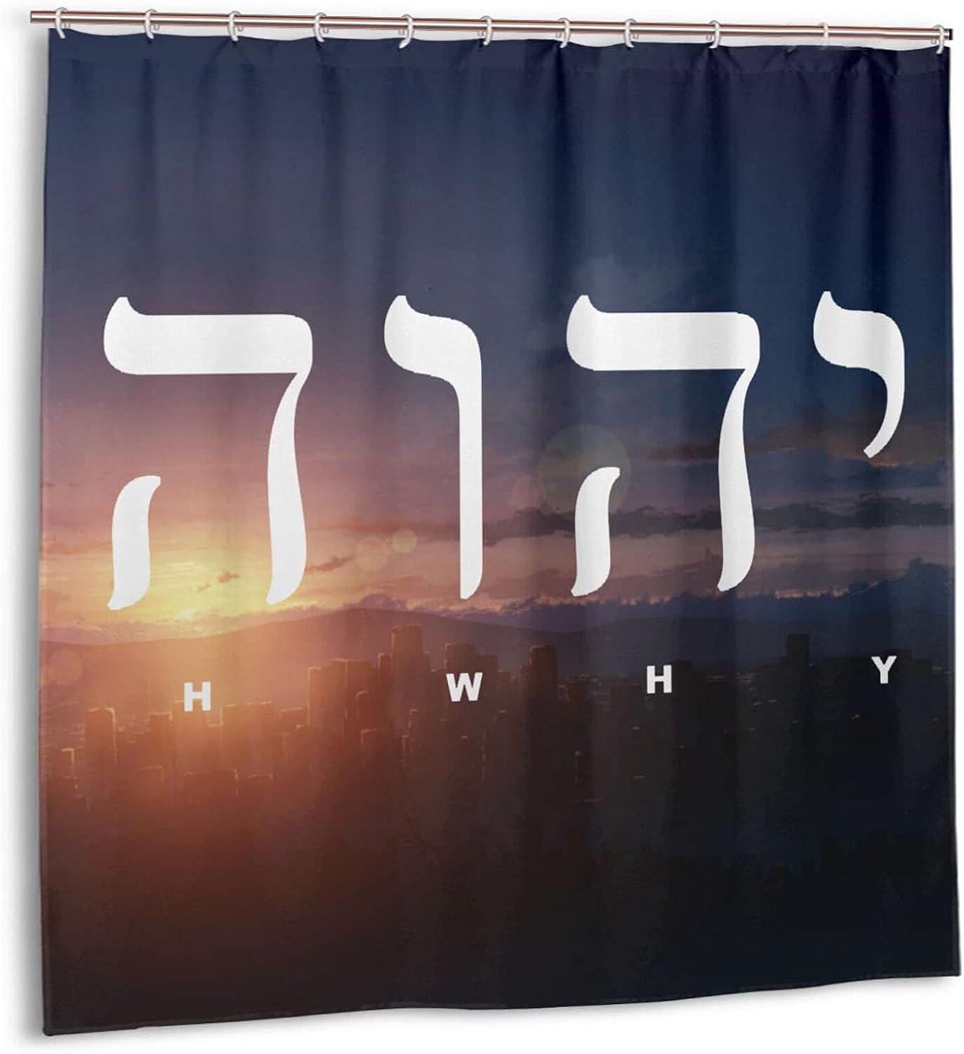 YHWH Shower Curtain with 12 Hooks Bath Curtains Set 72x72inch for Bathroom