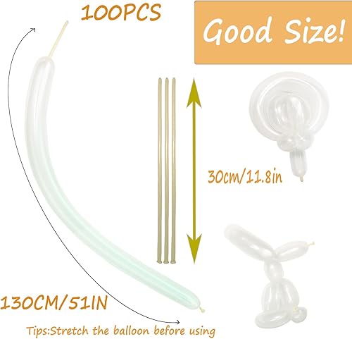 Miniatura 2 de Globos 260Q transparentes largos para globos, animales, globos de modelado de torsión clara, forma de animal mágico, 100 unidades para