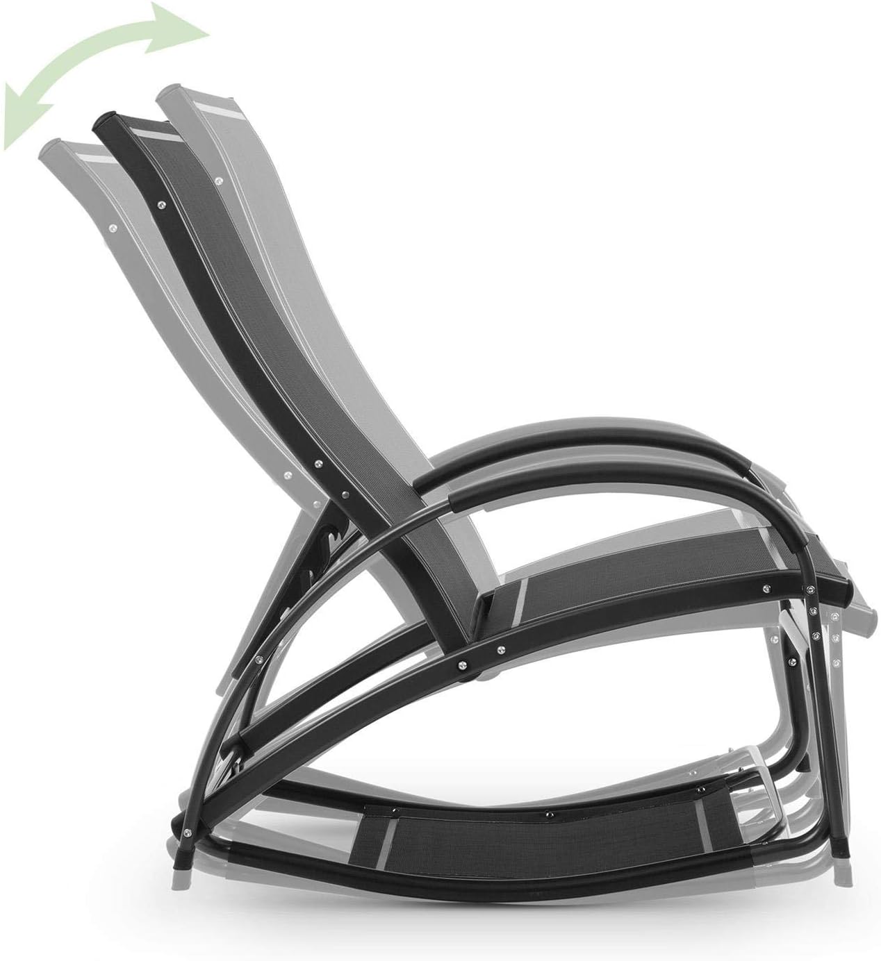 Blumfeldt Beverlywood Sun Lounger Rocking Chair - Aluminium Frame, 4-Way Adjustable Backrest, DualComfort, Material: 70% PVC and 30% Polyester Comfort Mesh, Stainless Steel Screws, Black: Kitchen & Dining