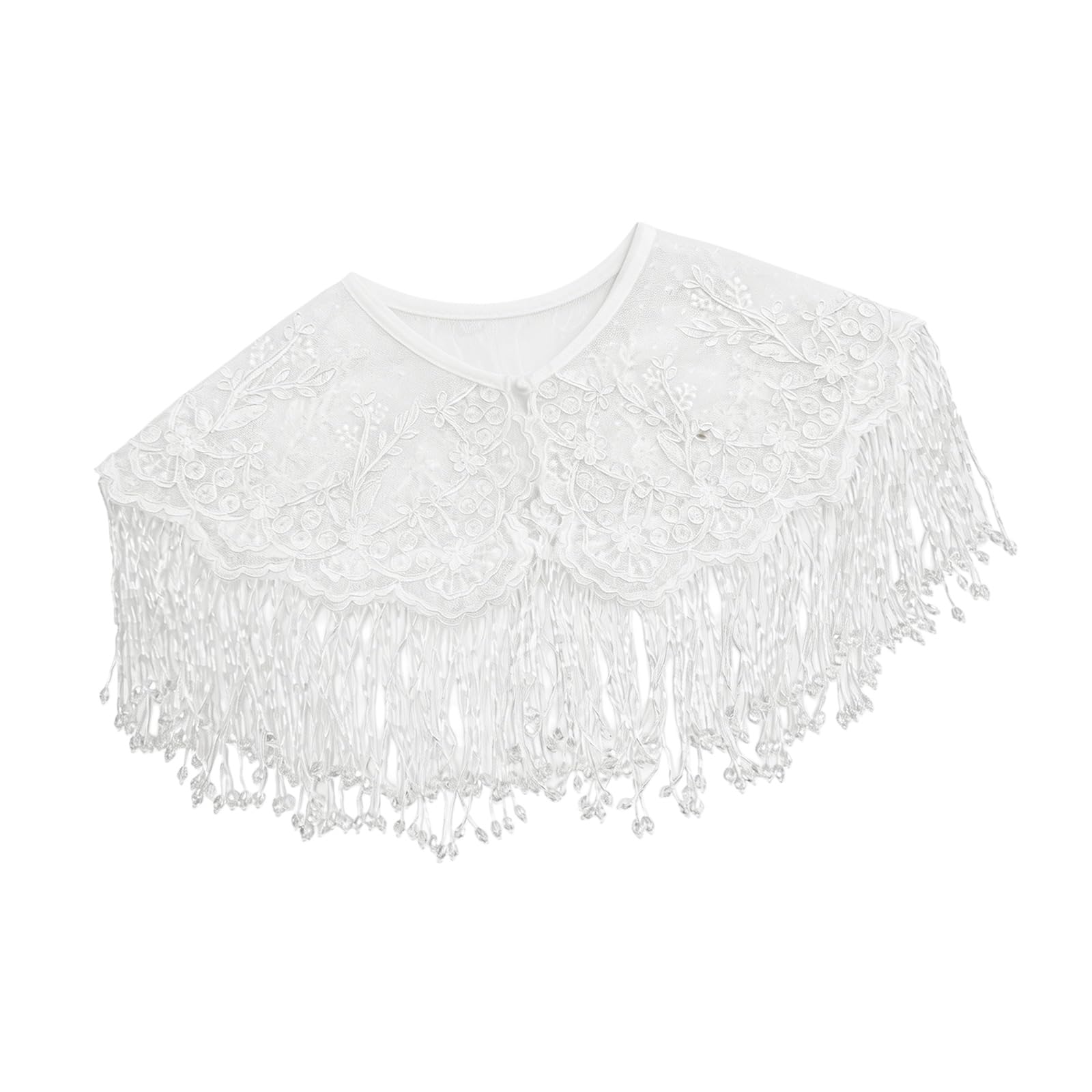 Cuello capelet con flecos accesorio extraíble ligero para renovar ropa básica 7