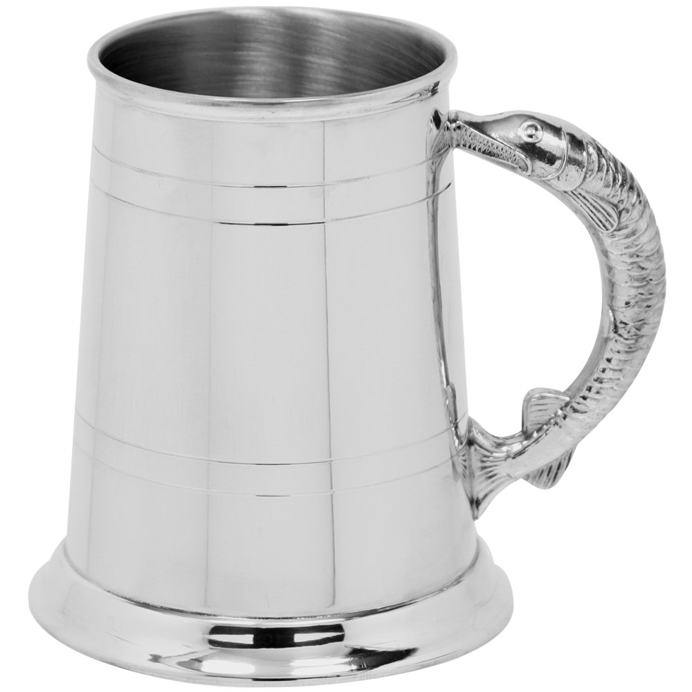 English Pewter Company 1 Pint Trout Handle Pewter Tankard. Personalised with Free Engraving [EP008]
