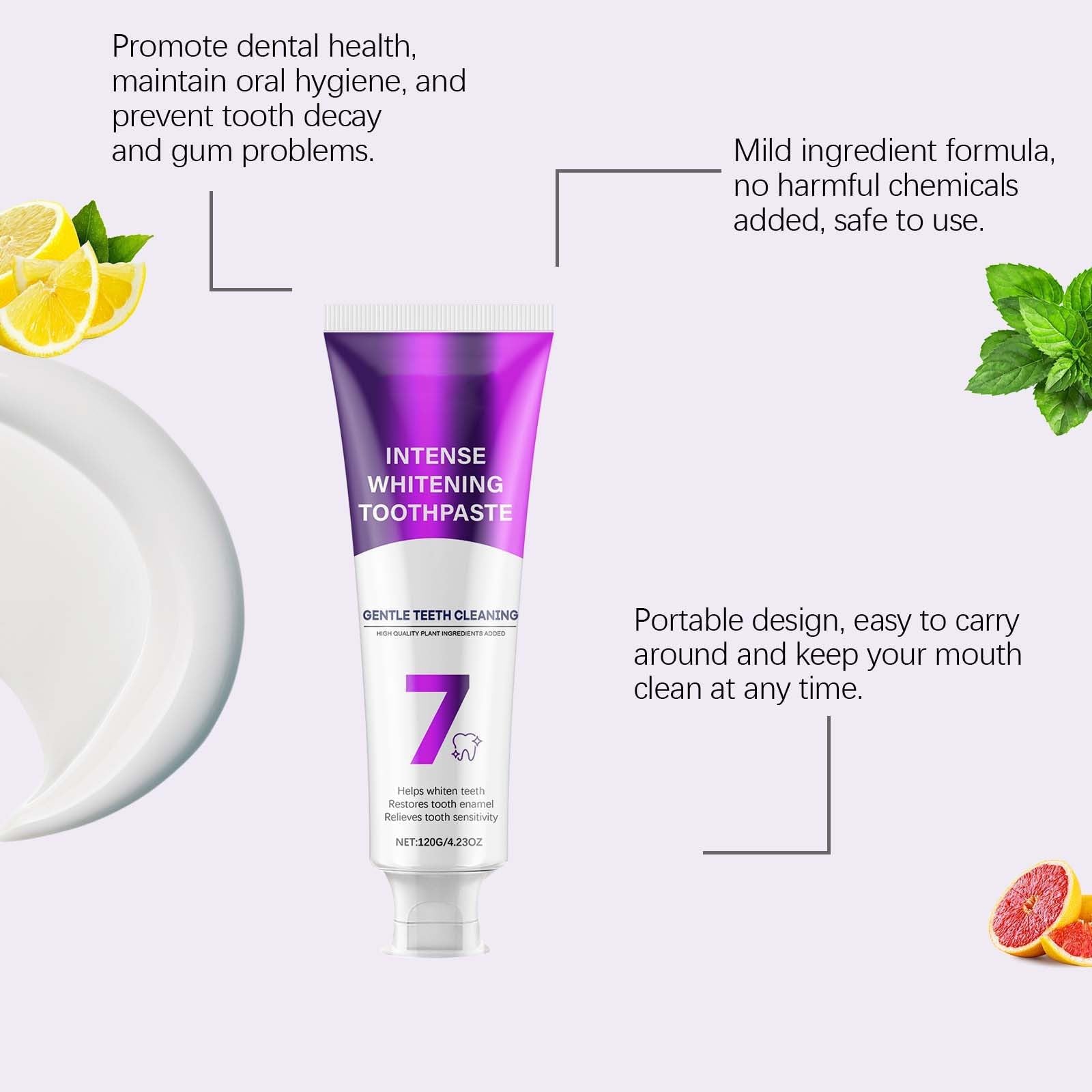 Dentifricio Sbiancante Intensivo 7-Pro, Formula Viola Potenziata con 7 Probiotici, Riparazione dello Smalto e Alito Fresco, per la Rimozione Profonda delle Macchie
