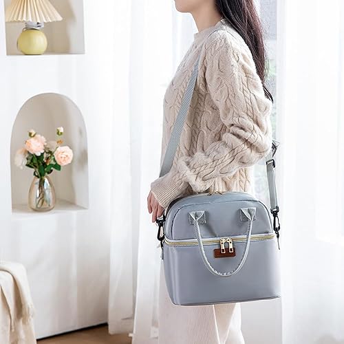 Miniatura 6 de Bolsas de almuerzo para mujeres y hombres, lonchera de doble cubierta, bolsa térmica con aislamiento para adultos, trabajo, oficina, picnic, a