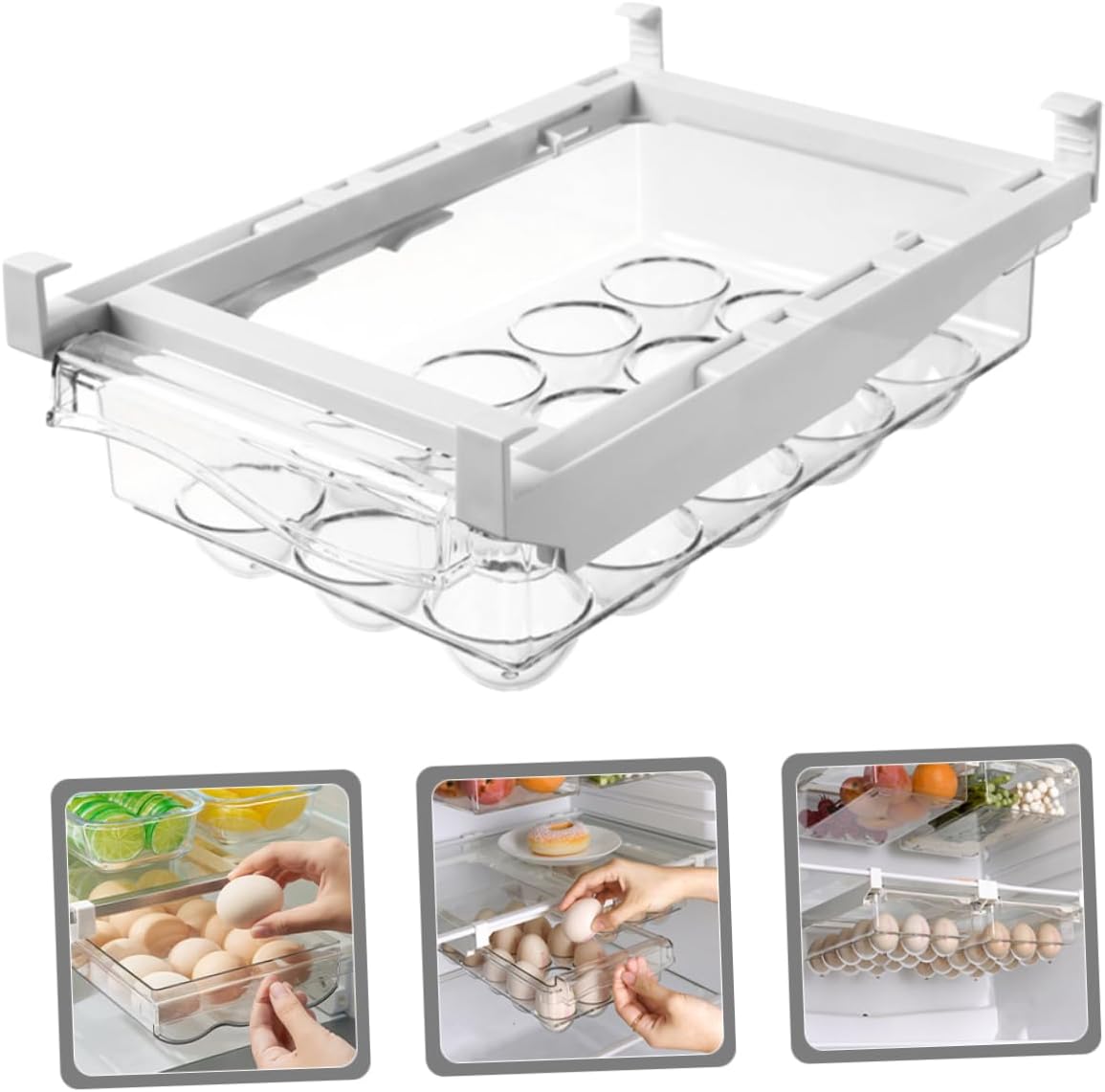 Eggs Organizer for Refrigerator Stackable Egg Holder Container Drawer Tray for Fresh Storage Space Saving Design
