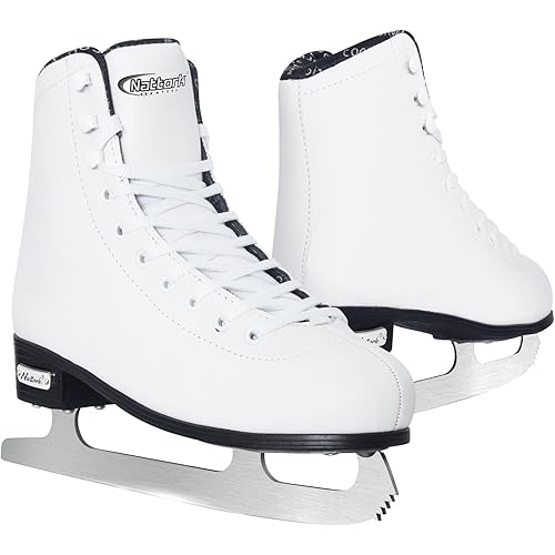 Nattork Womens Figure Ice Skates,Ice Skates with Stainless Steel Blade,Lace Up Figure Skate Ice Hockey Skates for Outdoor,Ice Skate Shoes for Women Size 6 7 8 9 10 11
