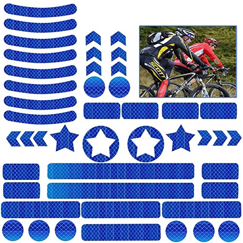 JIASHA Adhesivos Reflectantes,Pegatinas Reflectantes Kit,Pegatinas Reflectantes Bicicleta,para Bicicleta/Cochecito/Casco/Moto (Azul)