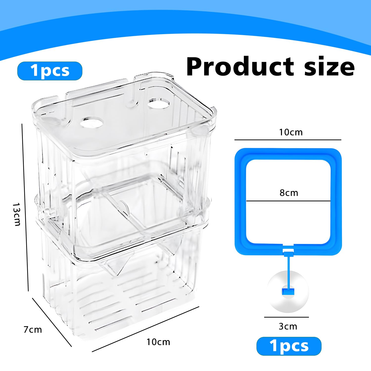 Scatola di allevamento per Guppy e specie tropicali, in plastica trasparente con serbatoio di isolamento, incubatrice galleggiante e divisore