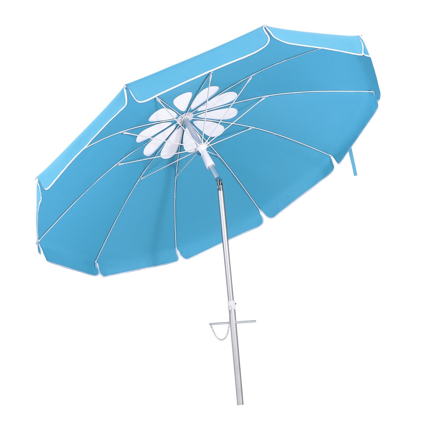 Przenośny Parasol Plażowy 6 5 Stopy Wzór Płatków Osłona Przeciwsłoneczna Wentylacja Ochrona Przed Promieniowaniem Uv Parasol Morski Z Mechanizmem Pochylania Do Podróżowania Po