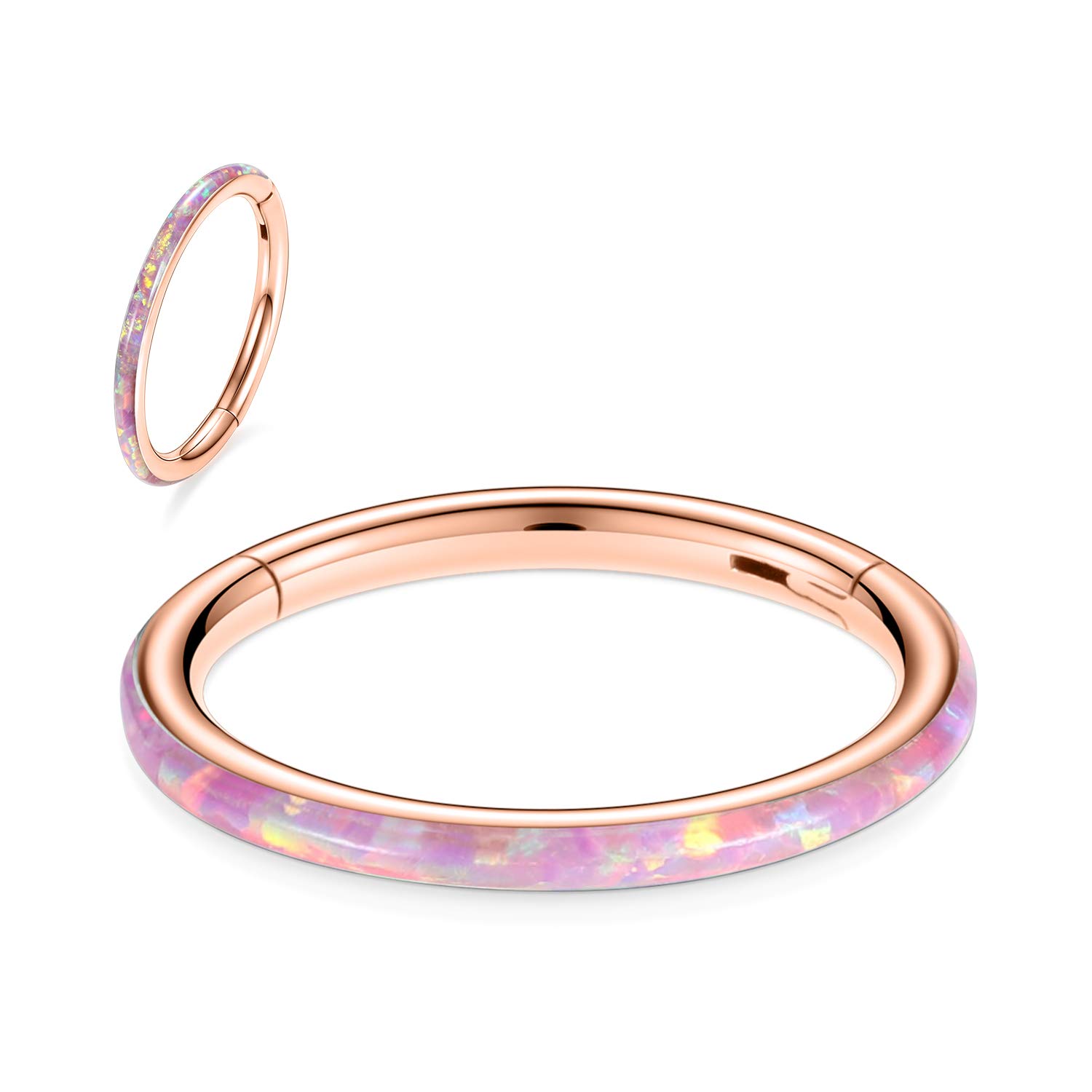 hengkaixuan CZ/Opal Nose Rings Conch Jewellery Septum Clicker 316L Surgical Steel Segment Ring Helix Cartilage Earrings Hoop Daith Tragus Rook Piercing Jewellery — view 70