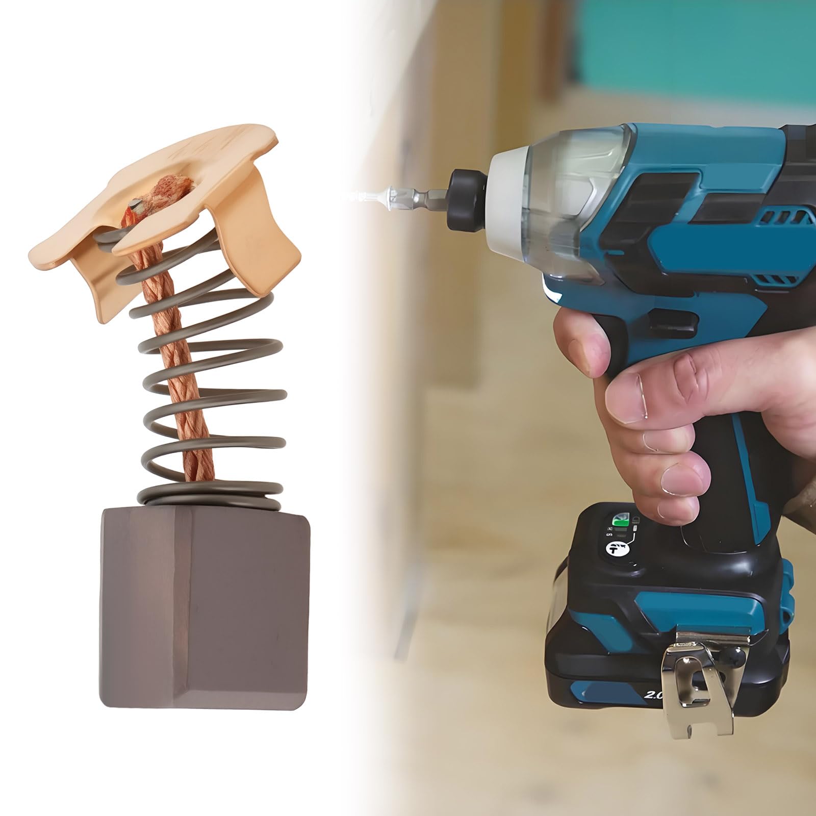 Vhbw Balais Charbon Balais Charbon 7x18x16mm Pour Outils Makita - Compatible 5903R, KP312S - Avec Ressort Et Câble Charbon Outil électrique