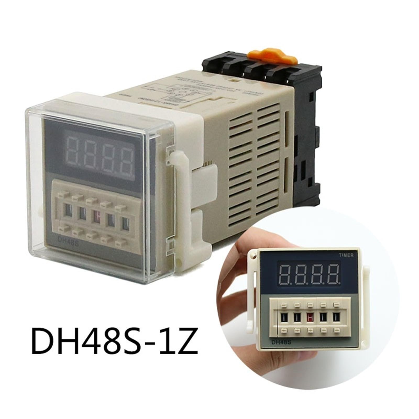 DH48S-1Z Timer programmabile digitale a LED Relè interruttore temporizzato DH48S 0,01S-99H99M DIN RAIL AC110V 220V DC 12V 24V con base presa(AC 220V)