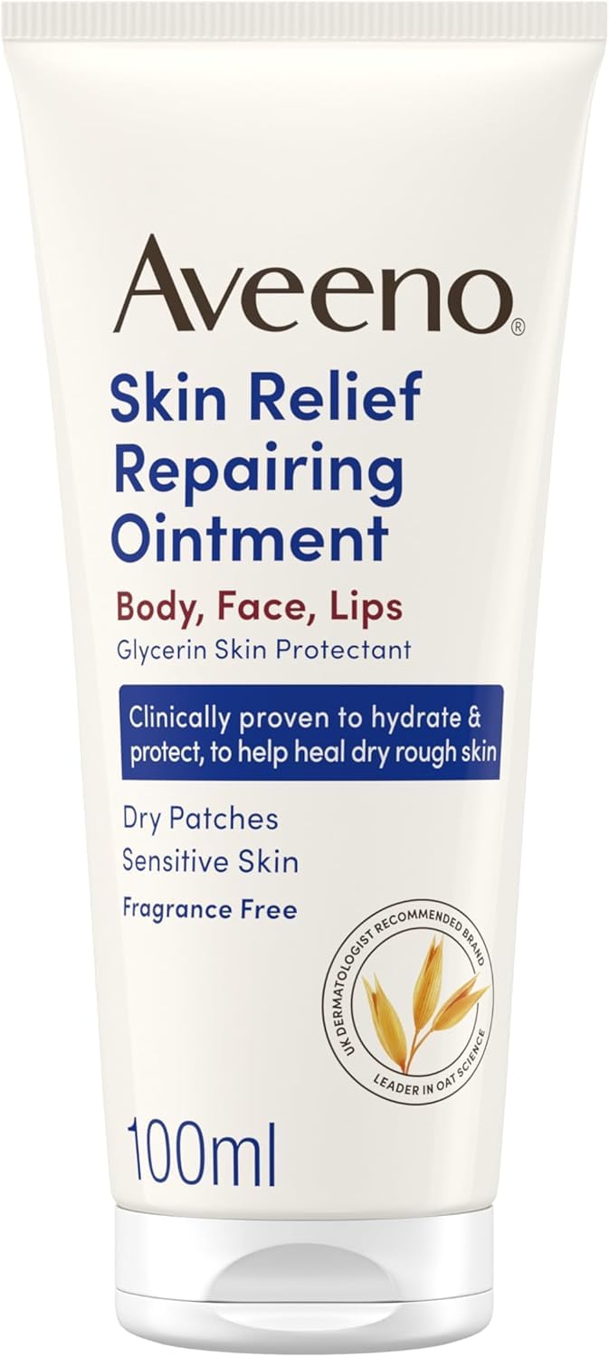 Aveeno Skin Relief Repairing Ointment (1 x 100ml), Glycerin Skin Protectant for Body, Face and Lips, 72-Hour Moisturising Ointment Proven to Hydrate, Protect and Help Heal Dry, Rough & Sensititve Skin