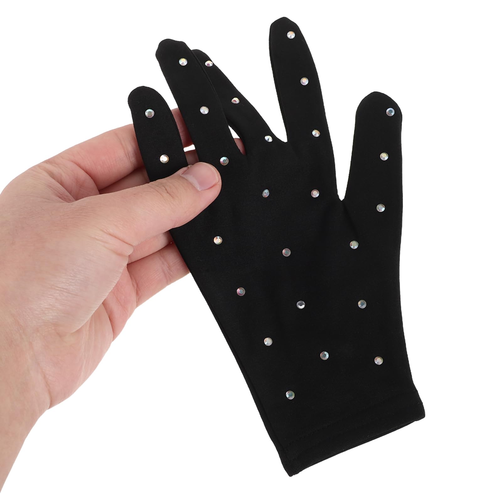 BUGUUYO Guantes para Patinaje Artístico sobre Hielo para Mujer, Talla L, Color Negro Opaco, con Decoración de Gemas de Imitación, Antideslizantes y Térmicos, Accesorios para Patinaje — view 4