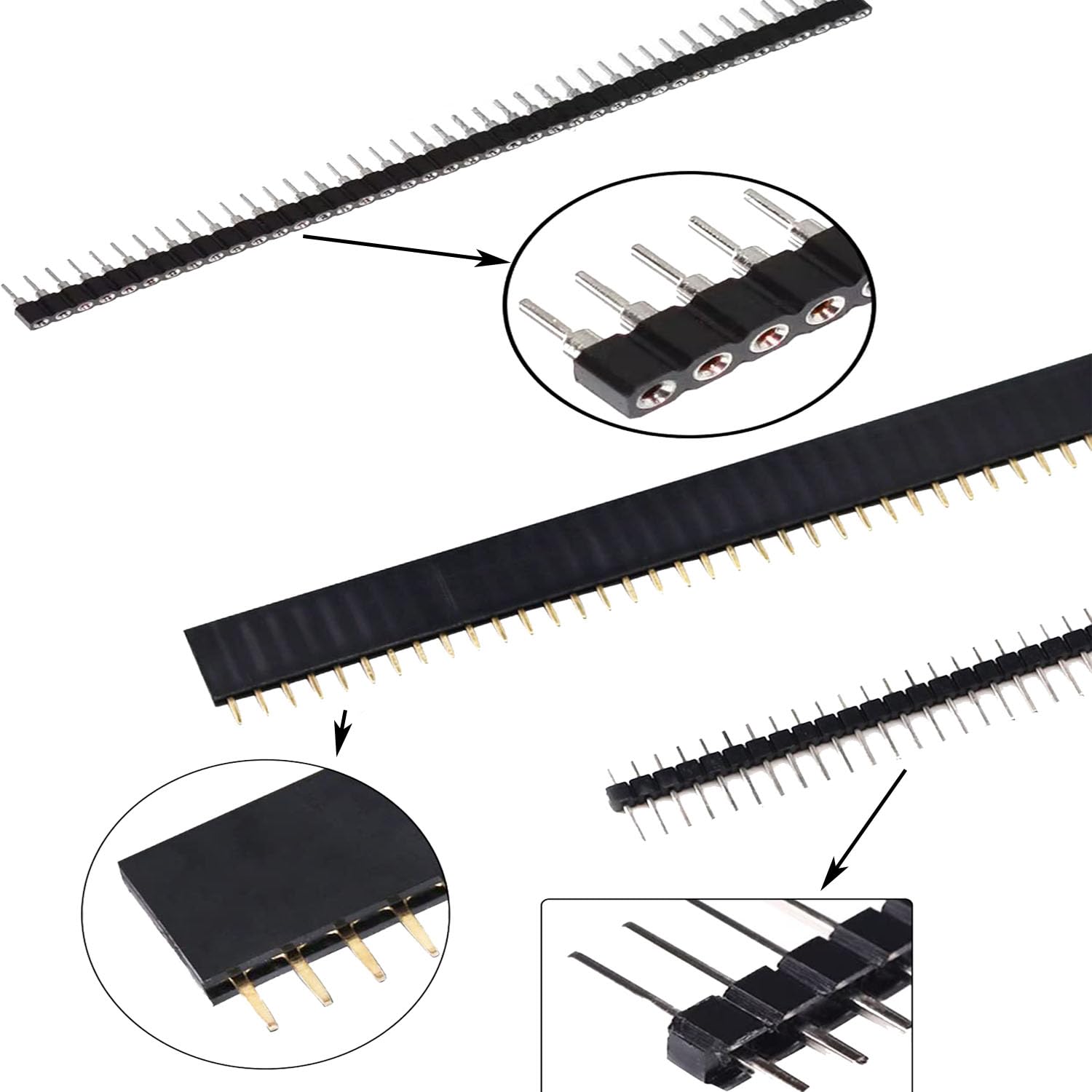 Snapklik.com : 1x40 Pin 2.54mm Single Row Male And Female Pin Header ...