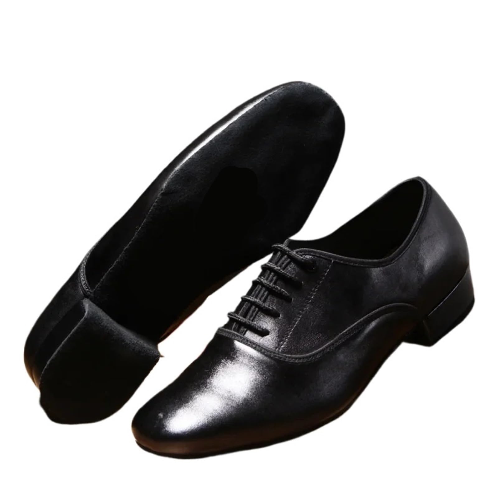 Zapatillas de baile latino para hombre Zapatos de baile latino de cuero genuino for hombre, zapatillas de deporte cuadradas con suela blanda de cuero lacado for baile Social(Indoor cowhide sole,44)