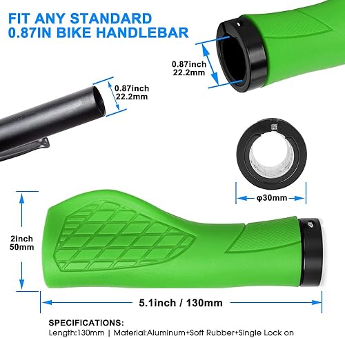Miniatura 7 de Empuñaduras ergonómicas para bicicleta  Agarre de manija de bicicleta de bloqueo único  Agarre ergonómico antideslizante para bicicleta de montaña,