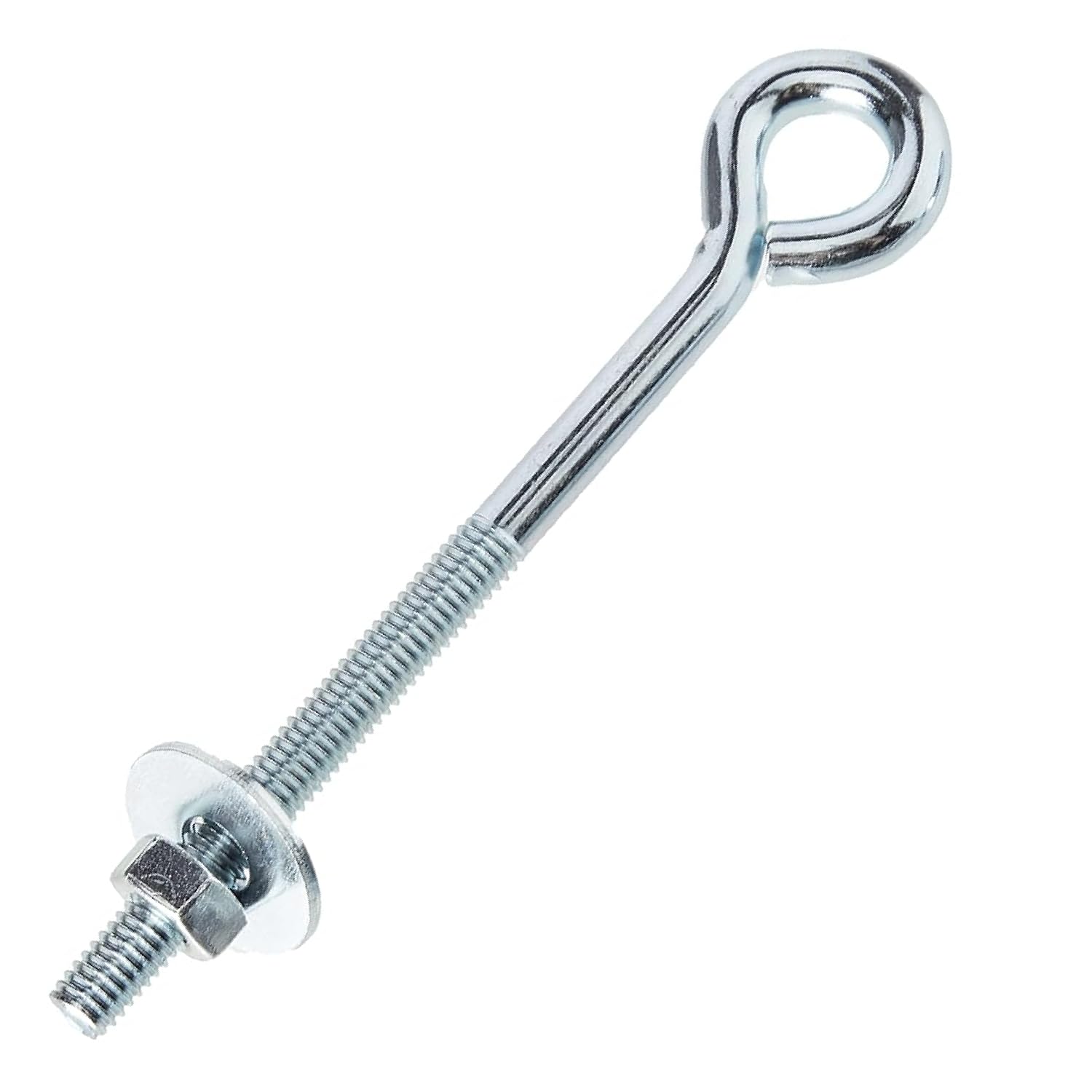 Merriway BH01768 Pack of 1 Eye Bolt with Nut and Washer M6 x 150mm Silver Tone