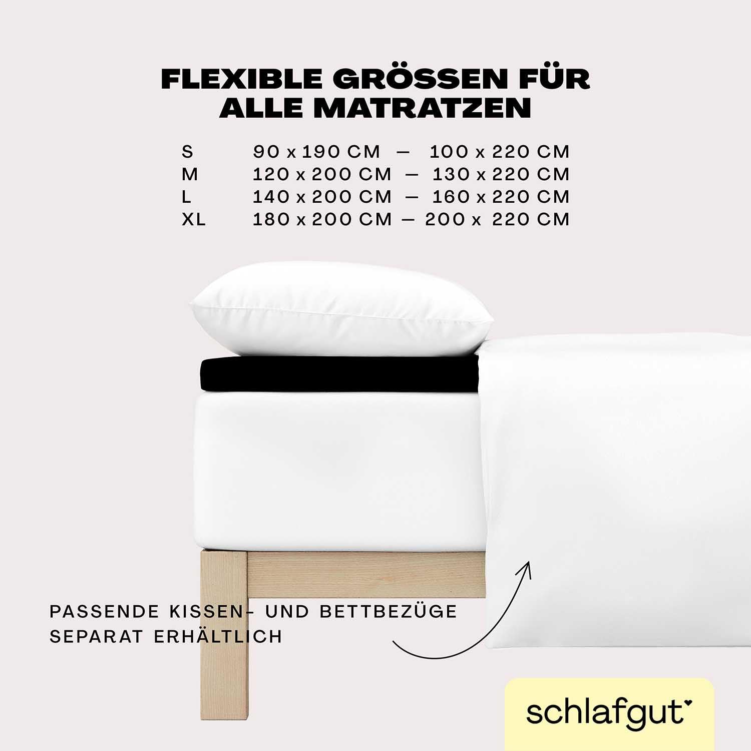 Schlafgut Easy Jersey Elasthan Topper Spannbettlaken 180x200 bis 200x220 Off-Black, Spannbetttuch aus superweicher Baumwolle mit Elasthan