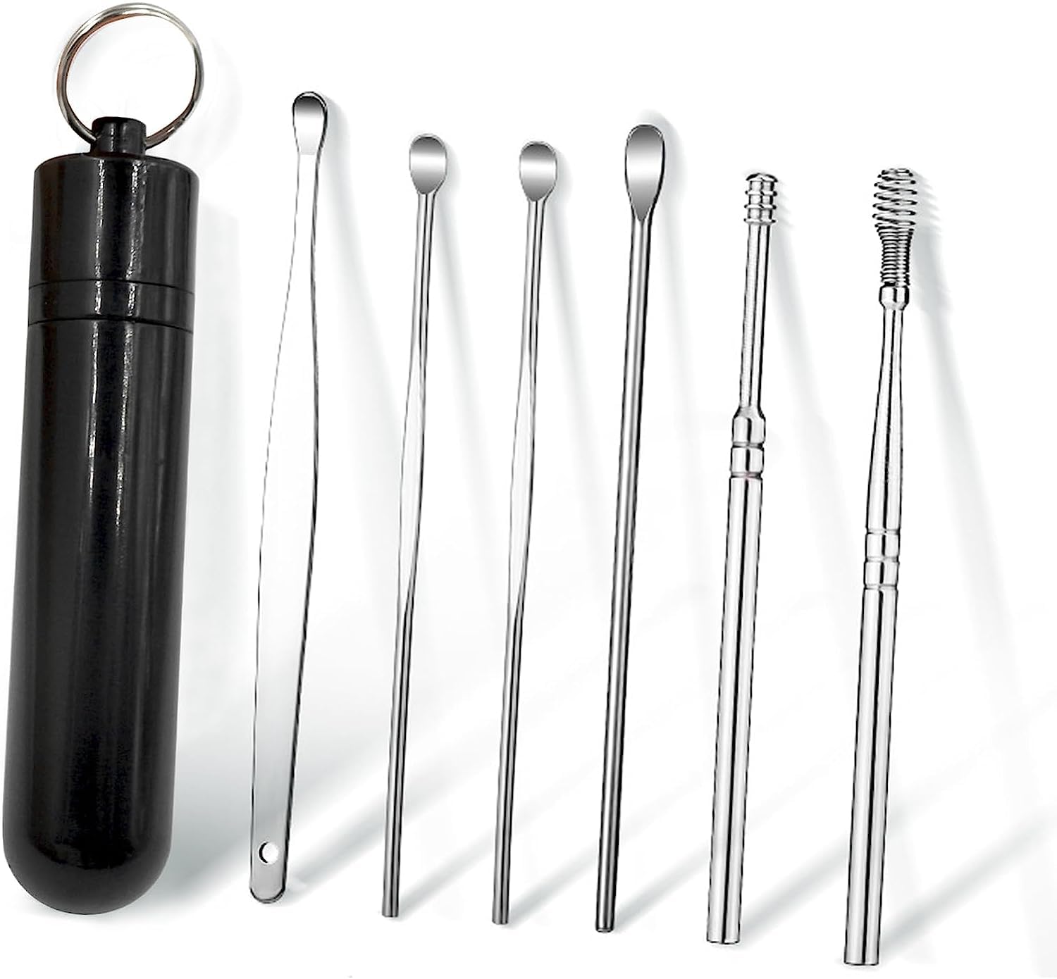 6 Pcs Ear Pick Earwax Removal Kit, Ear Cleansing Tool Set, Innovative Spring Ear Wax Cleaner Tool Set 360° Spiral Design Ear Curette Ear Wax Remover Tool with Storage Box for Family & Adults