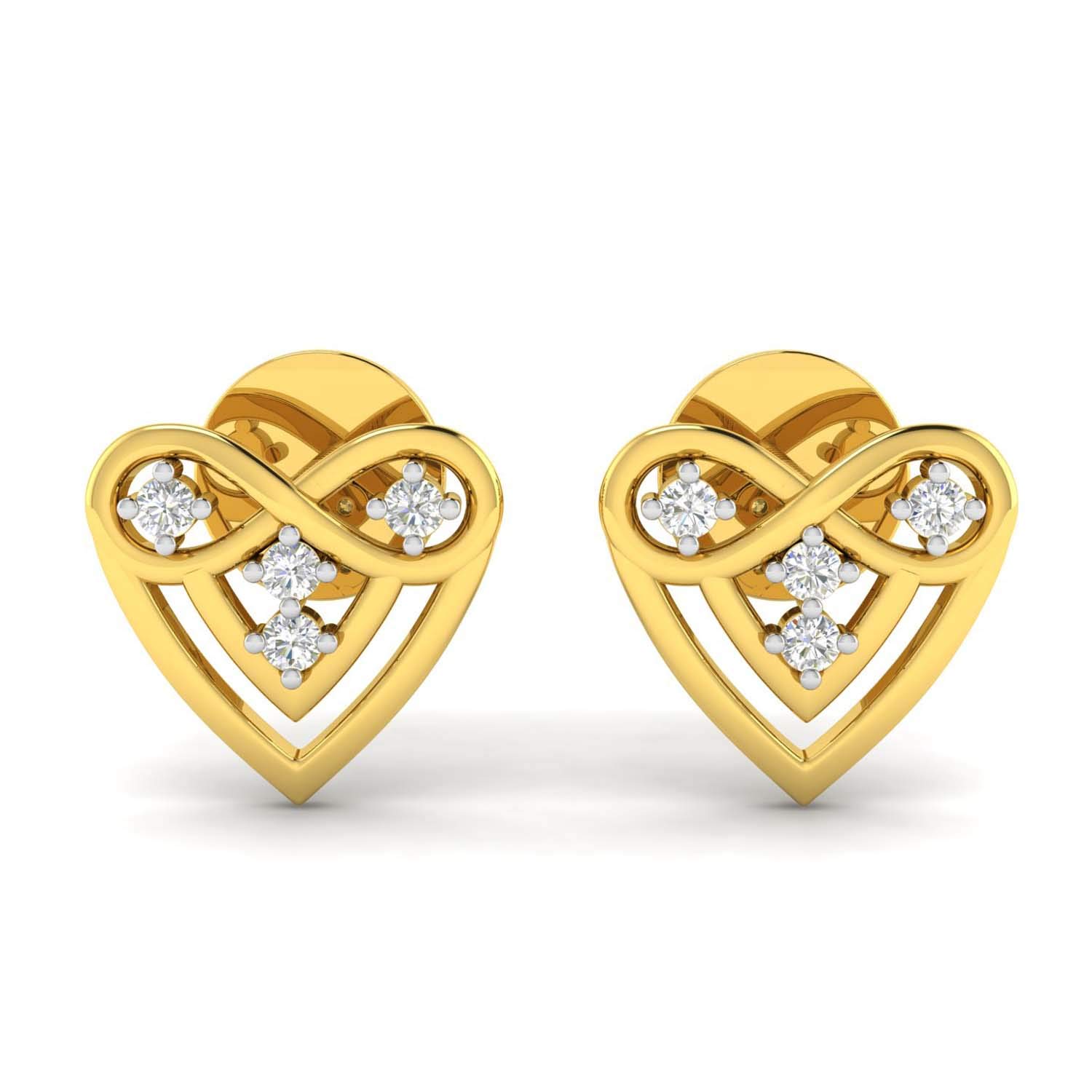 avsar 18k (750) Yellow Gold and Diamond Stud Earrings for Women-picture-22